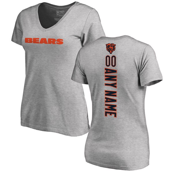 Women's Chicago Bears NFL Pro Line Ash Personalized Backer V-Neck T-Shirt