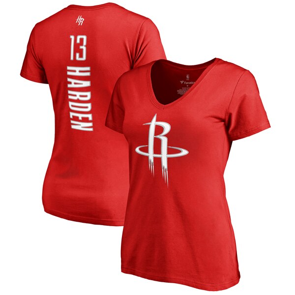 Women's Houston Rockets James Harden Fanatics Branded Red Backer Classic Fit Name & Number V-Neck T-Shirt