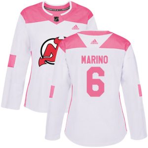 adidas devils #6 john marino white/pink authentic fashion women's stitched nhl cheap jersey