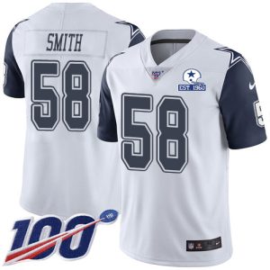 cowboys #58 mazi smith white men's stitched with established in 1960 patch nfl limited rush 100th season cheap jersey