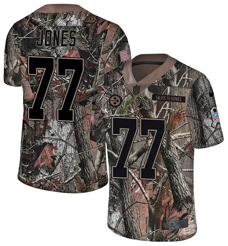 Steelers #77 Broderick Jones Camo Youth Stitched NFL Limited Rush Realtree Jersey