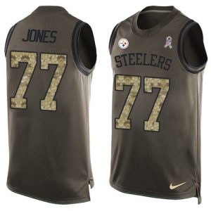 Steelers #77 Broderick Jones Green Men's Stitched NFL Limited Salute To Service Tank Top Jersey