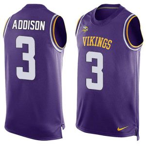 wholesale Vikings #3 Jordan Addison Purple Team Color Men's Stitched NFL Limited Tank Top Jersey