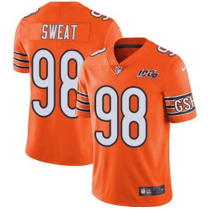 bears #98 montez sweat orange men's stitched nfl limited rush 100th season cheap jersey