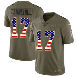Titans #17 Ryan Tannehill Olive/USA Flag Men's Stitched NFL Limited 2017 Salute To Service Jersey