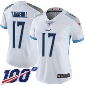 Titans #17 Ryan Tannehill White Women's Stitched NFL 100th Season Vapor Limited Jersey