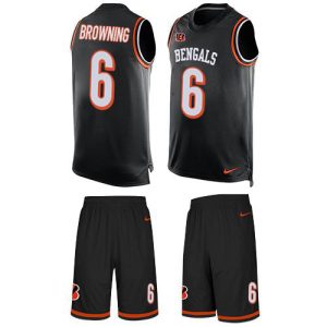 bengals #6 jake browning black team color men's stitched nfl limited tank top suit cheap jersey