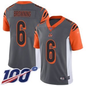 bengals #6 jake browning silver men's stitched nfl limited inverted legend 100th season cheap jersey