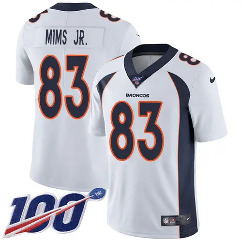 wholesale Broncos #83 Marvin Mims Jr. White Men's Stitched NFL 100th Season Vapor Untouchable Limited Jersey