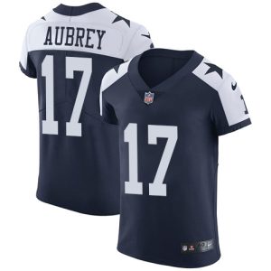 cheap Cowboys #17 Brandon Aubrey Navy Blue Thanksgiving Men's Stitched NFL Vapor Untouchable Throwback Elite Jersey