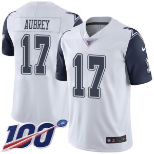 cowboys #17 brandon aubrey white men's stitched nfl limited rush 100th season wholesale jersey