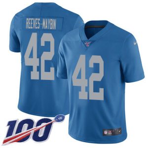 Lions #42 Jalen Reeves-Maybin Blue Throwback Youth Stitched NFL 100th Season Vapor Untouchable Limited Jersey