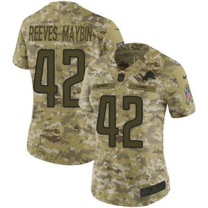 lions #42 jalen reeves-maybin camo women's stitched nfl limited 2018 salute to service wholesale jersey