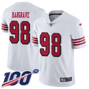 cheap 49ers #98 Javon Hargrave White Rush Youth Stitched NFL Limited 100th Season Jersey