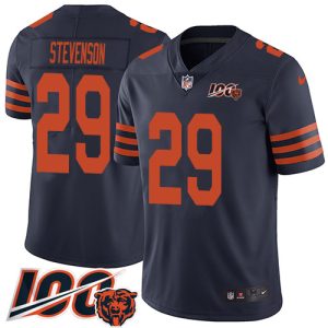 cheap Bears #29 Tyrique Stevenson Navy Blue Alternate Men's Stitched NFL 100th Season Vapor Limited Jersey