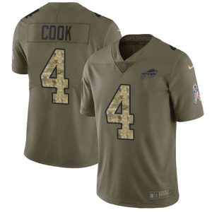 bills #4 james cook olive/camo men's stitched nfl limited 2017 salute to service cheap jersey