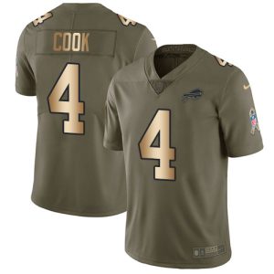 wholesale Bills #4 James Cook Olive/Gold Men's Stitched NFL Limited 2017 Salute To Service Jersey