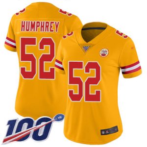 Chiefs #52 Creed Humphrey Gold Women's Stitched NFL Limited Inverted Legend 100th Season Jersey