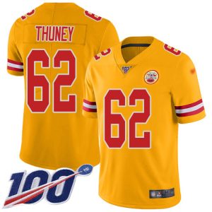 Chiefs #62 Joe Thuney Gold Men's Stitched NFL Limited Inverted Legend 100th Season Jersey