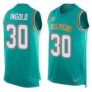 Dolphins #30 Alec Ingold Aqua Green Team Color Men's Stitched NFL Limited Tank Top Jersey