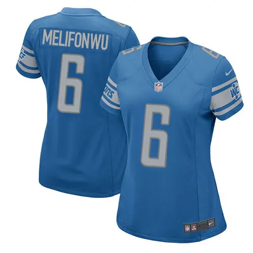 Lions #6 Ifeatu Melifonwu Light Blue Team Color Women's Stitched NFL Elite Jersey