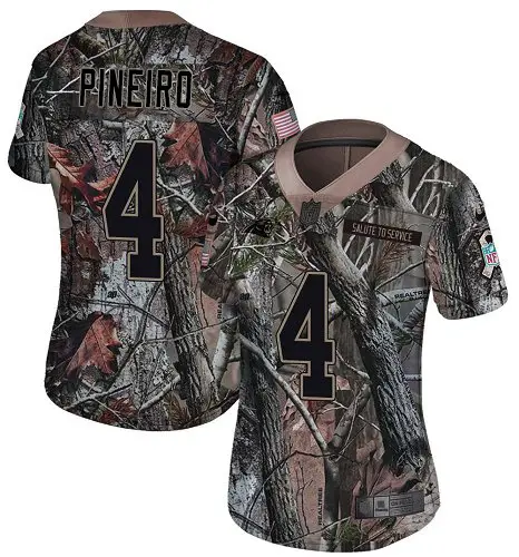 Panthers #4 Eddy Pineiro Camo Women's Stitched NFL Limited Rush Realtree Jersey